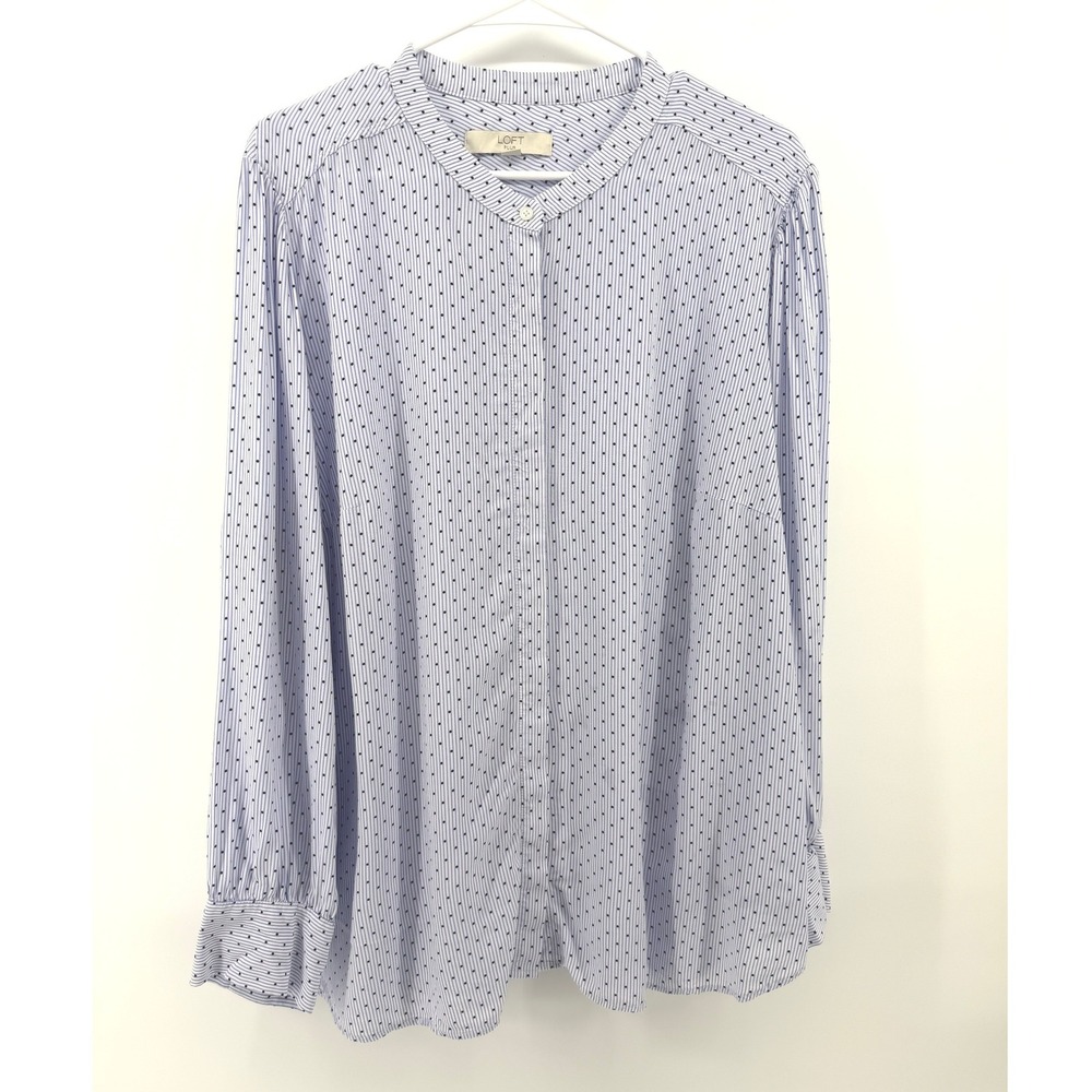 Loft Plus Blouse Women 20 Purple Stripe Polka Dot Excellent Crossover Back Rayon